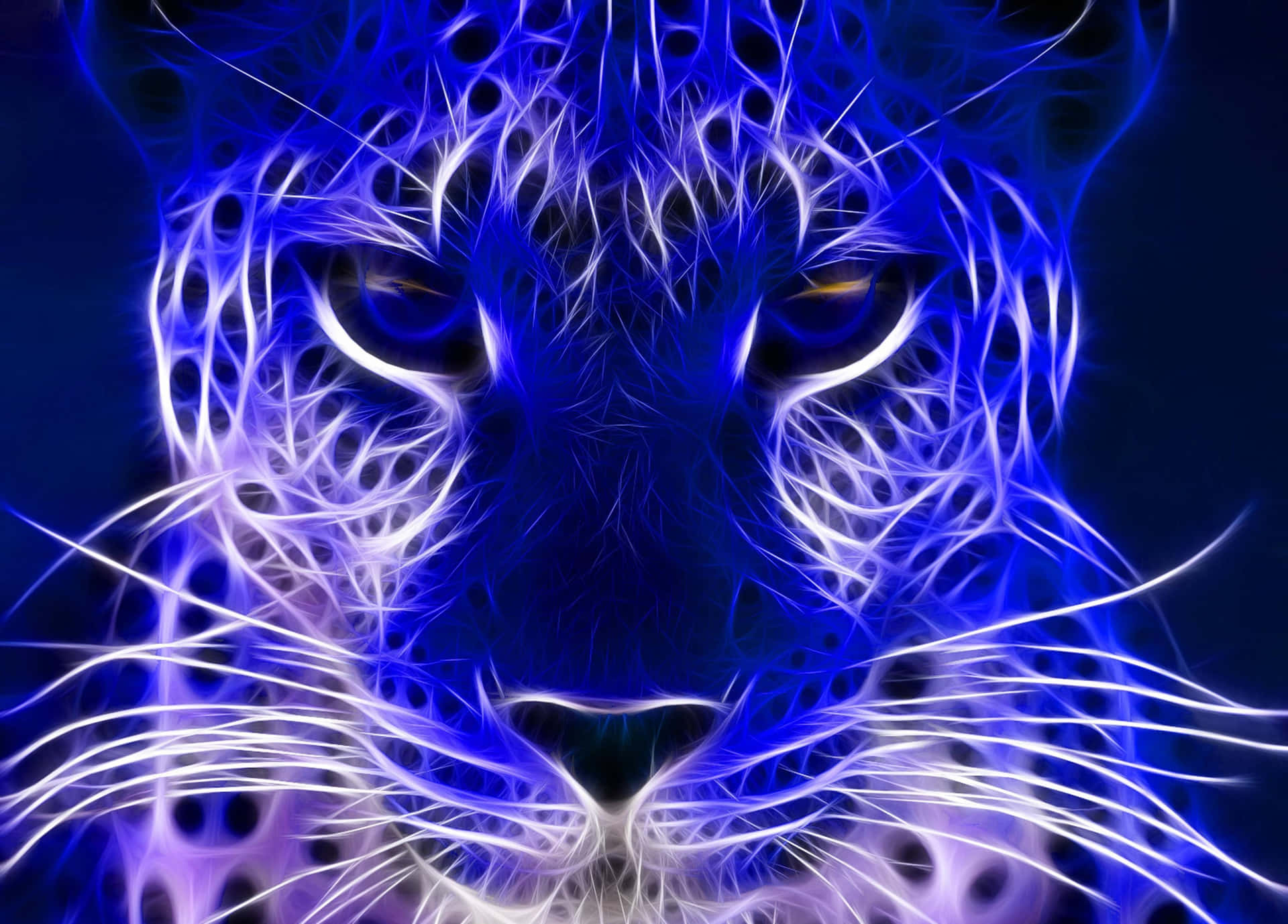Blue Neon Animal Leopard Background