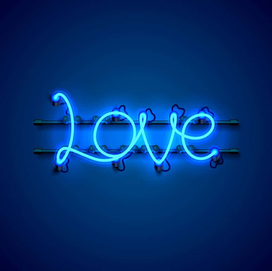 Blue Neon Love Sign Background