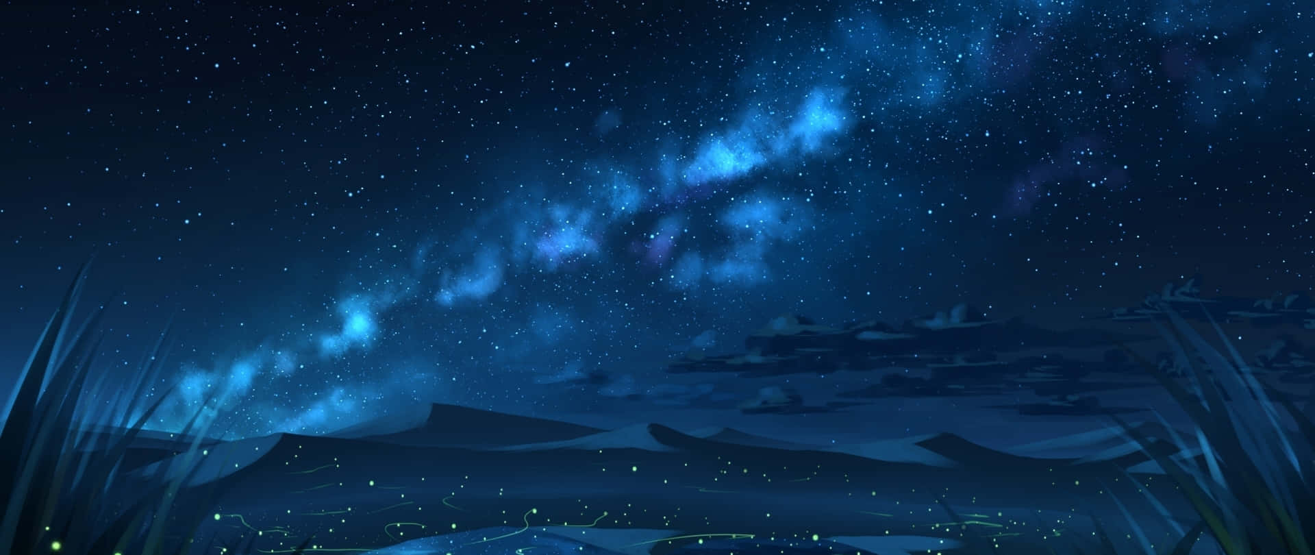 Blue Night Sky Art 2560x1080 Background