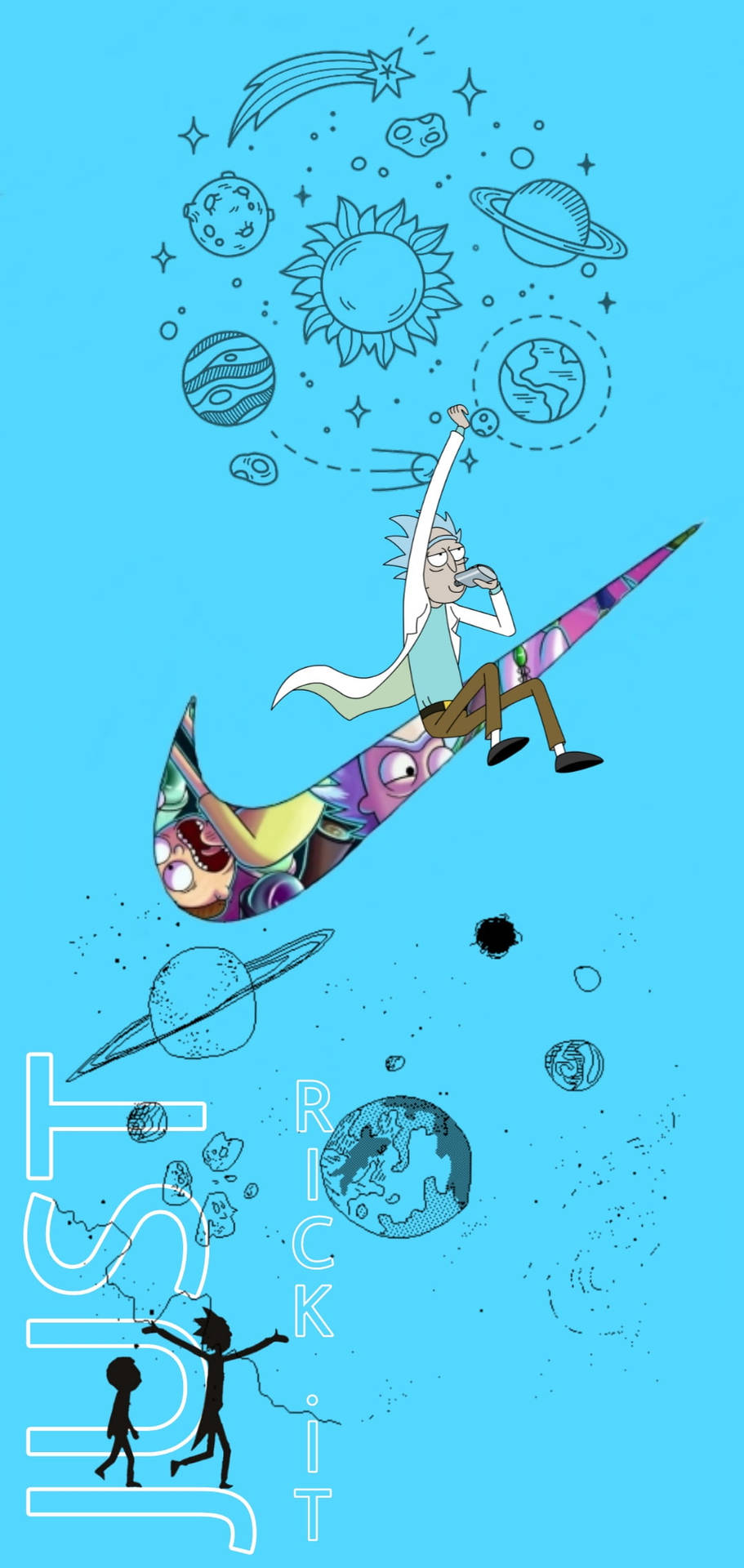 Blue Nike Cartoon Rick And Morty Background