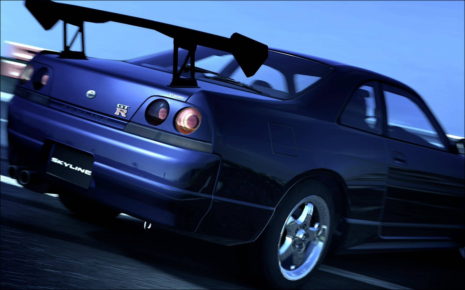 Blue Nissan Skyline Gtr R33 Rear Background