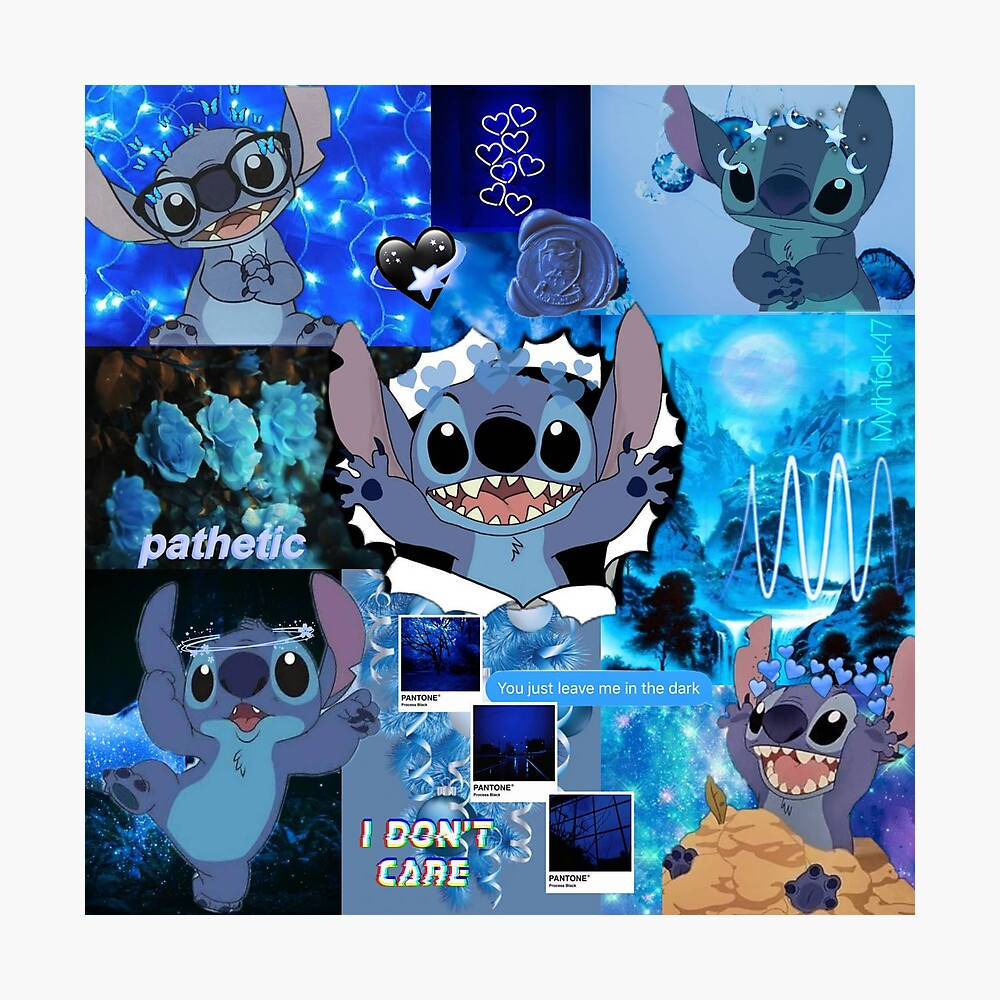 Blue Objects And Stitch Collage Background