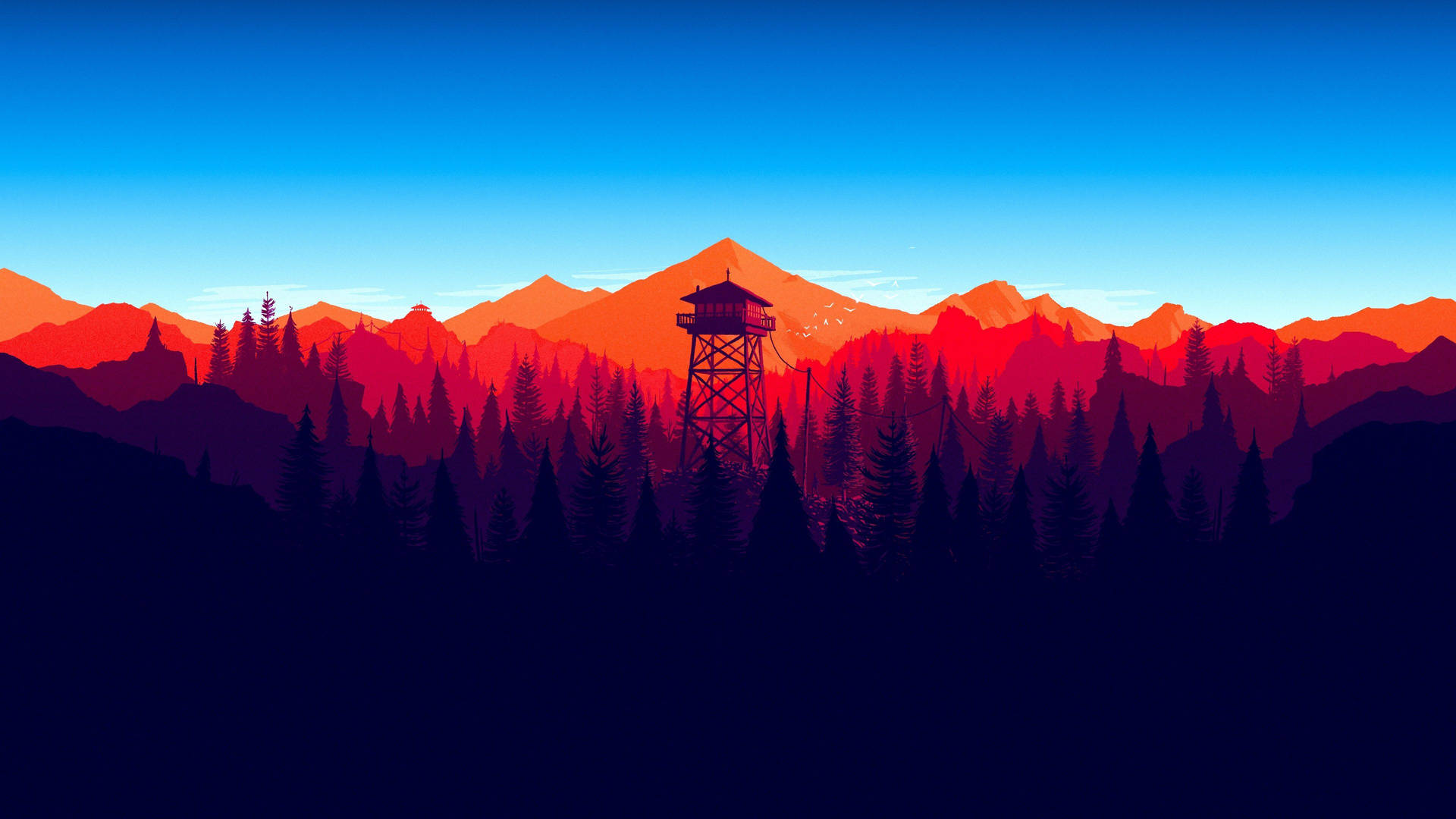 Blue Orange Firewatch Tower Background