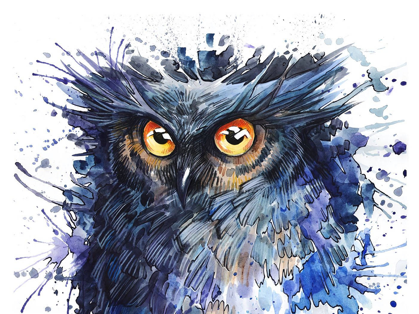 Blue Owl Digital Artwork Background