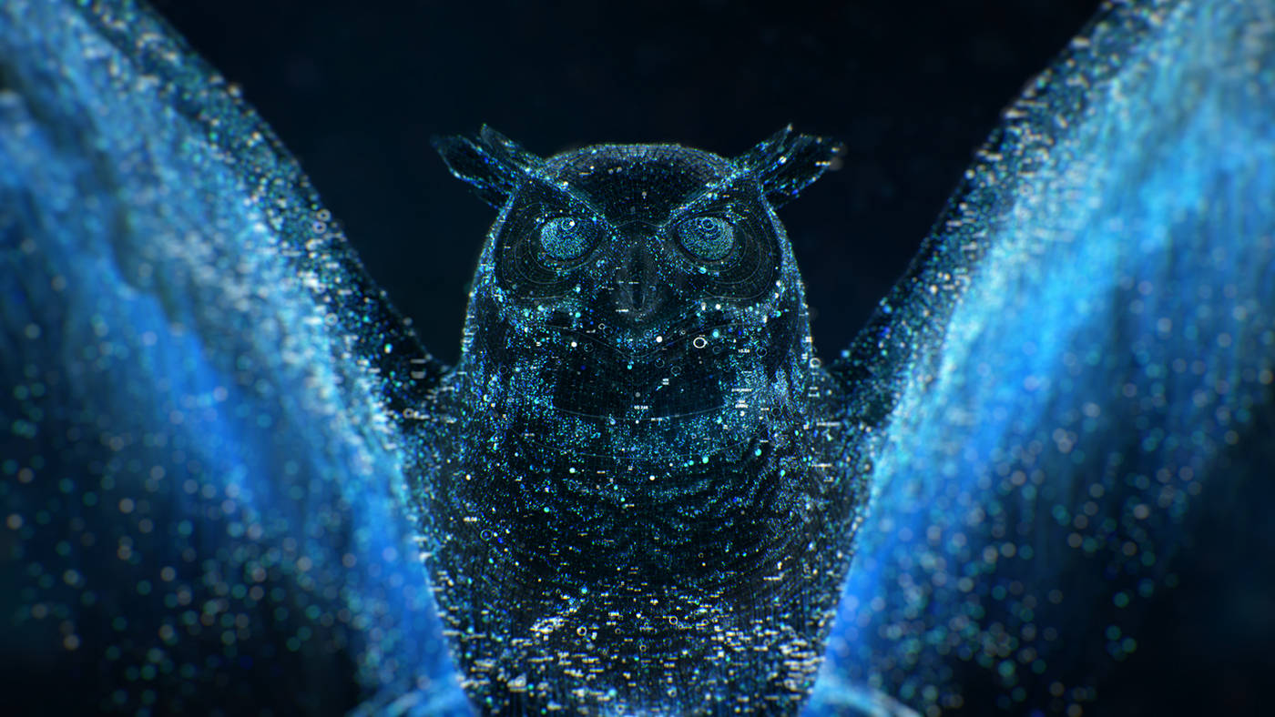 Blue Owl Glass Background