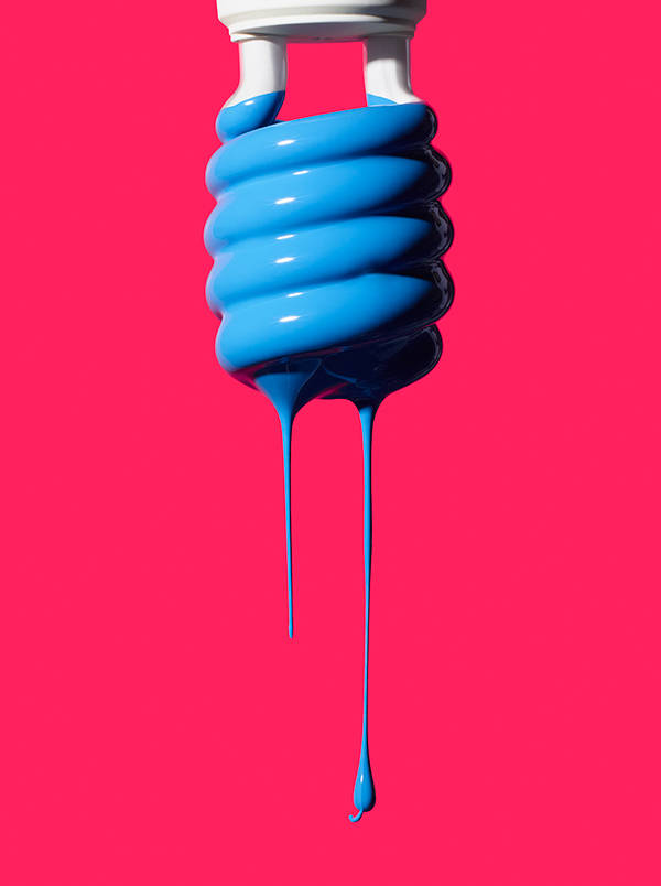 Blue Paint Drips On Pink Background