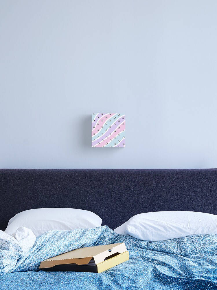 Blue Pastel Aesthetic Artwork Above Bed