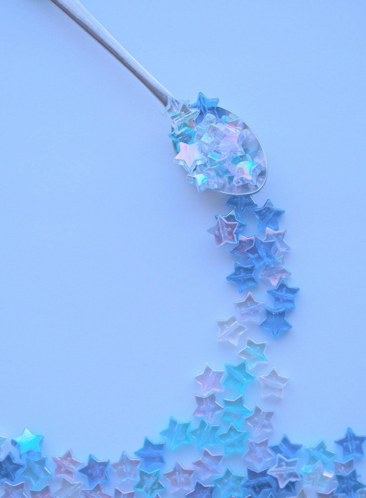 Blue Pastel Aesthetic Star Beads Background