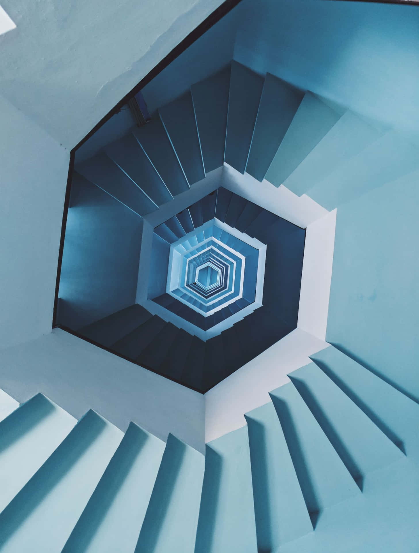 Blue Pentagon Stairs Cool Optical Illusions Background