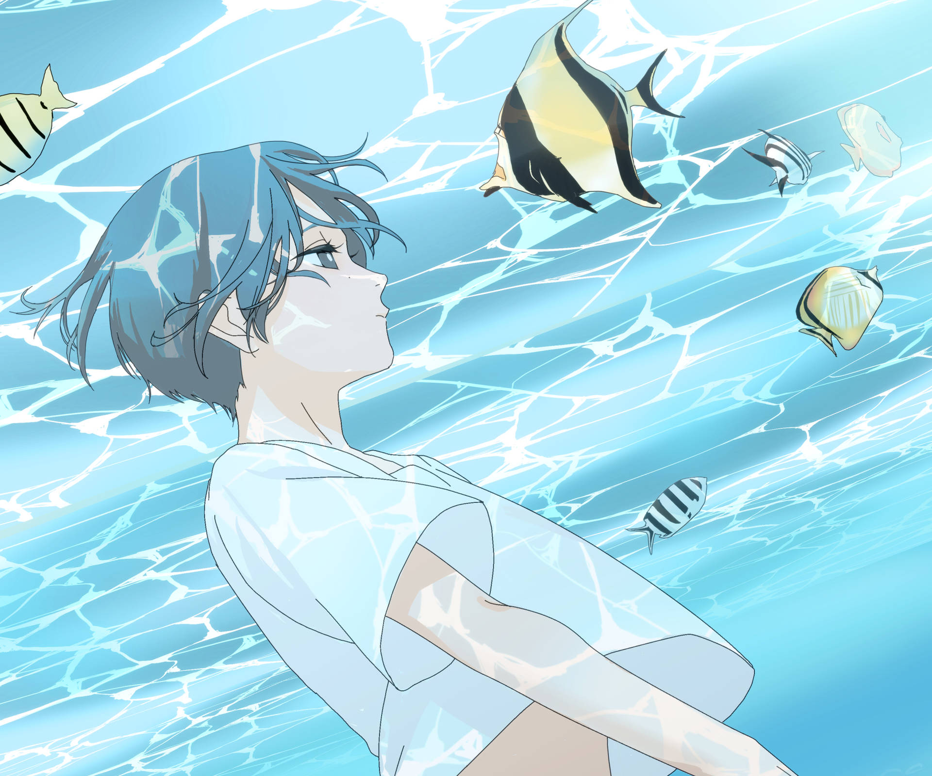 Blue Period Yotasuke In Water Background