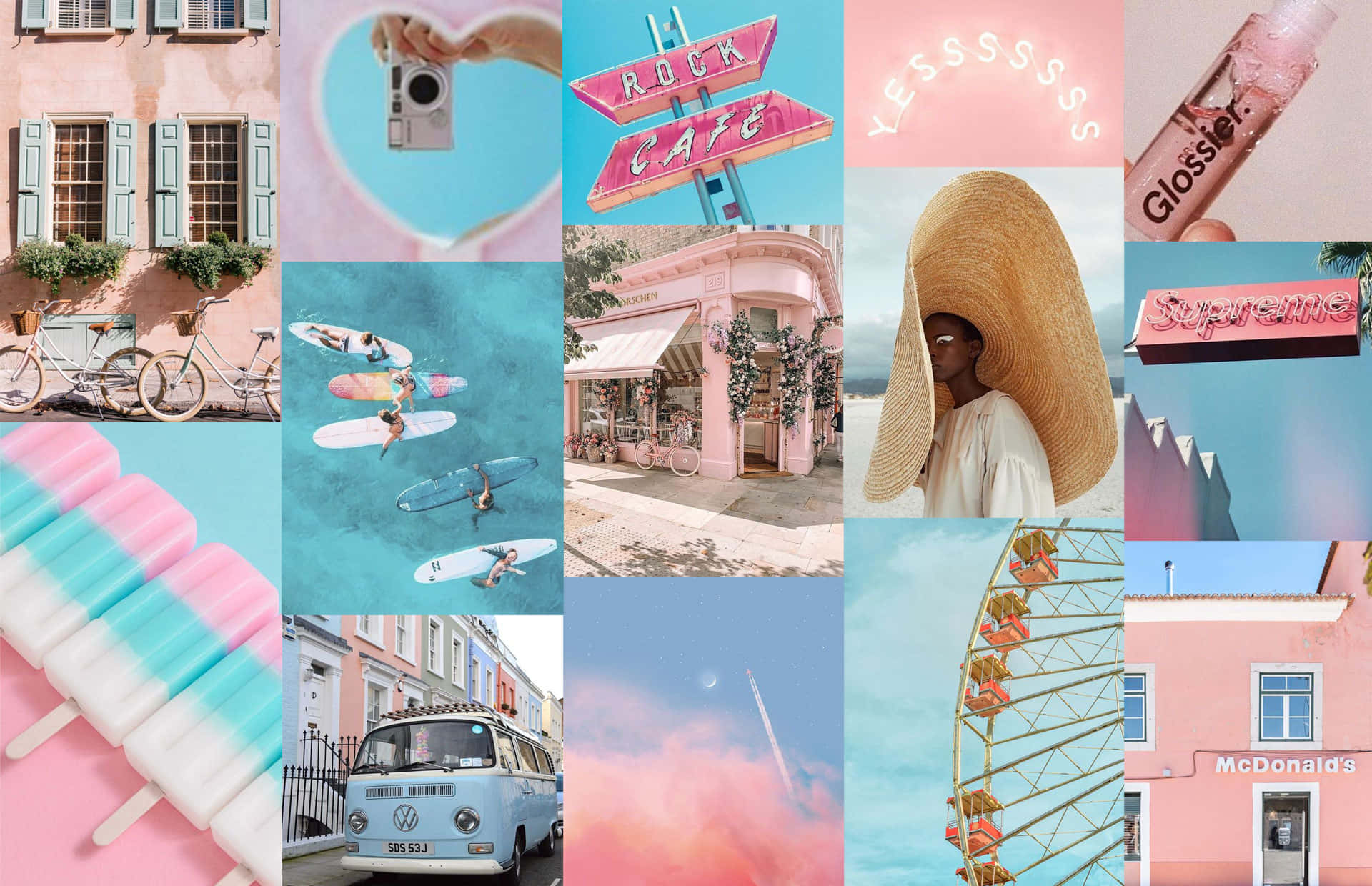 Blue Pink Aesthetic Laptop Collage