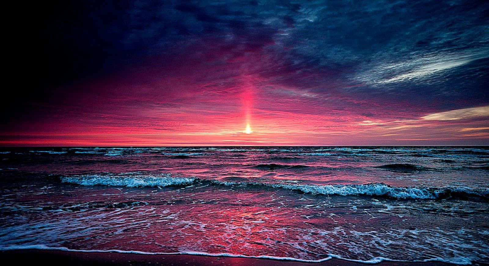 Blue Pink Beach Sunset Desktop Background