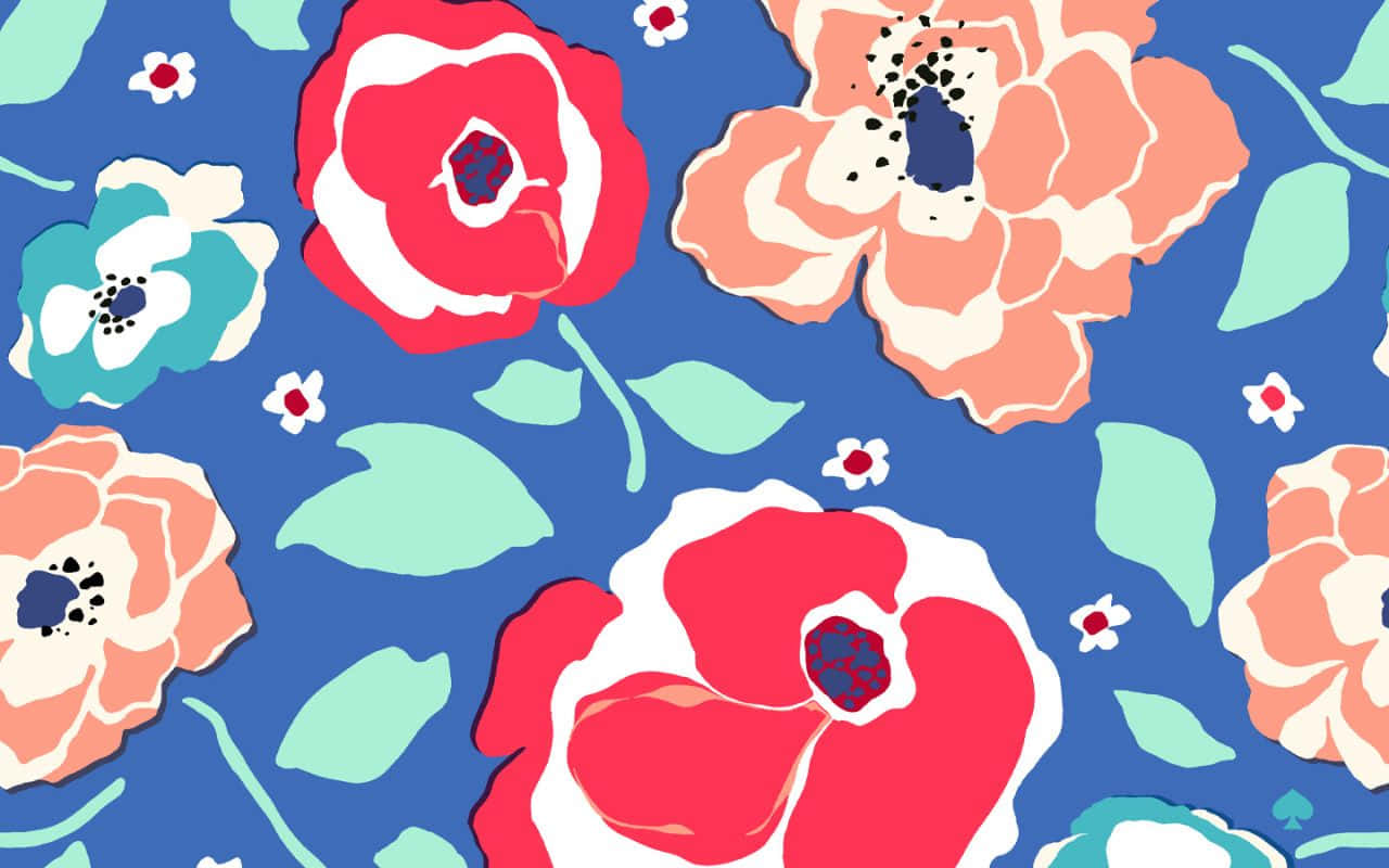 Blue Pink Flowers Kate Spade Desktop