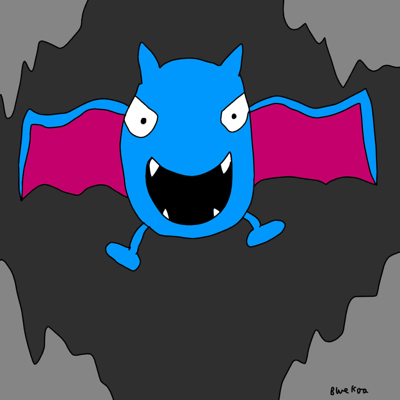 Blue Pink Golbat Artwork Background