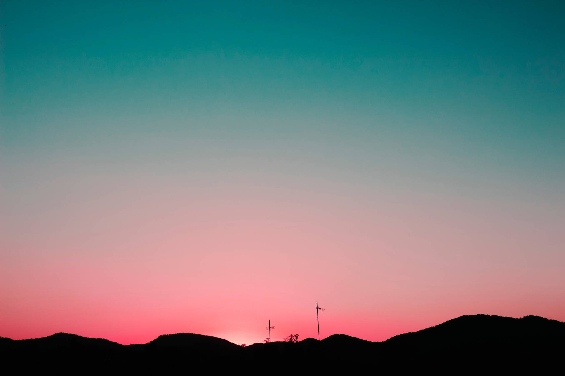 Blue Pink Mountains Sunset Desktop Background