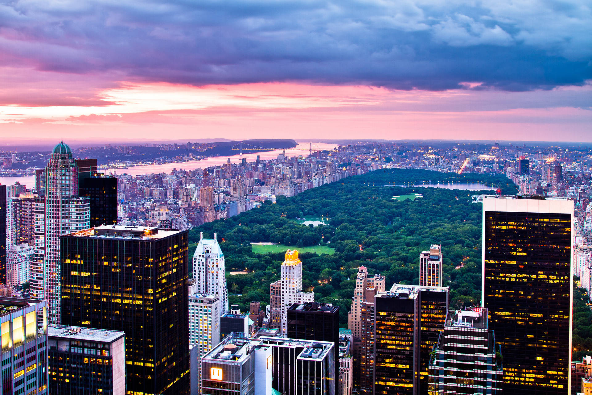 Blue Pink Sunset New York Computer Background