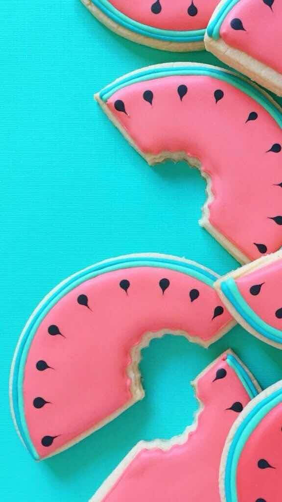 Blue-pink Watermelon Cookie Iphone Background