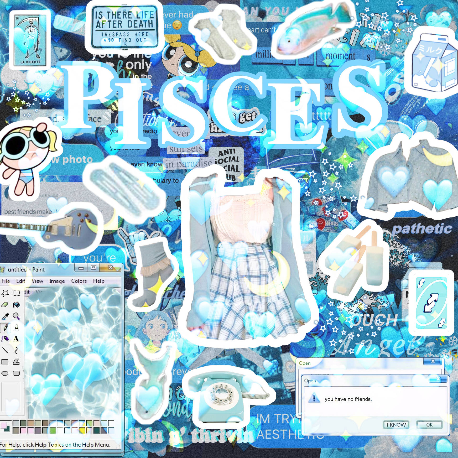 Blue Pisces Aesthetic Collage Background