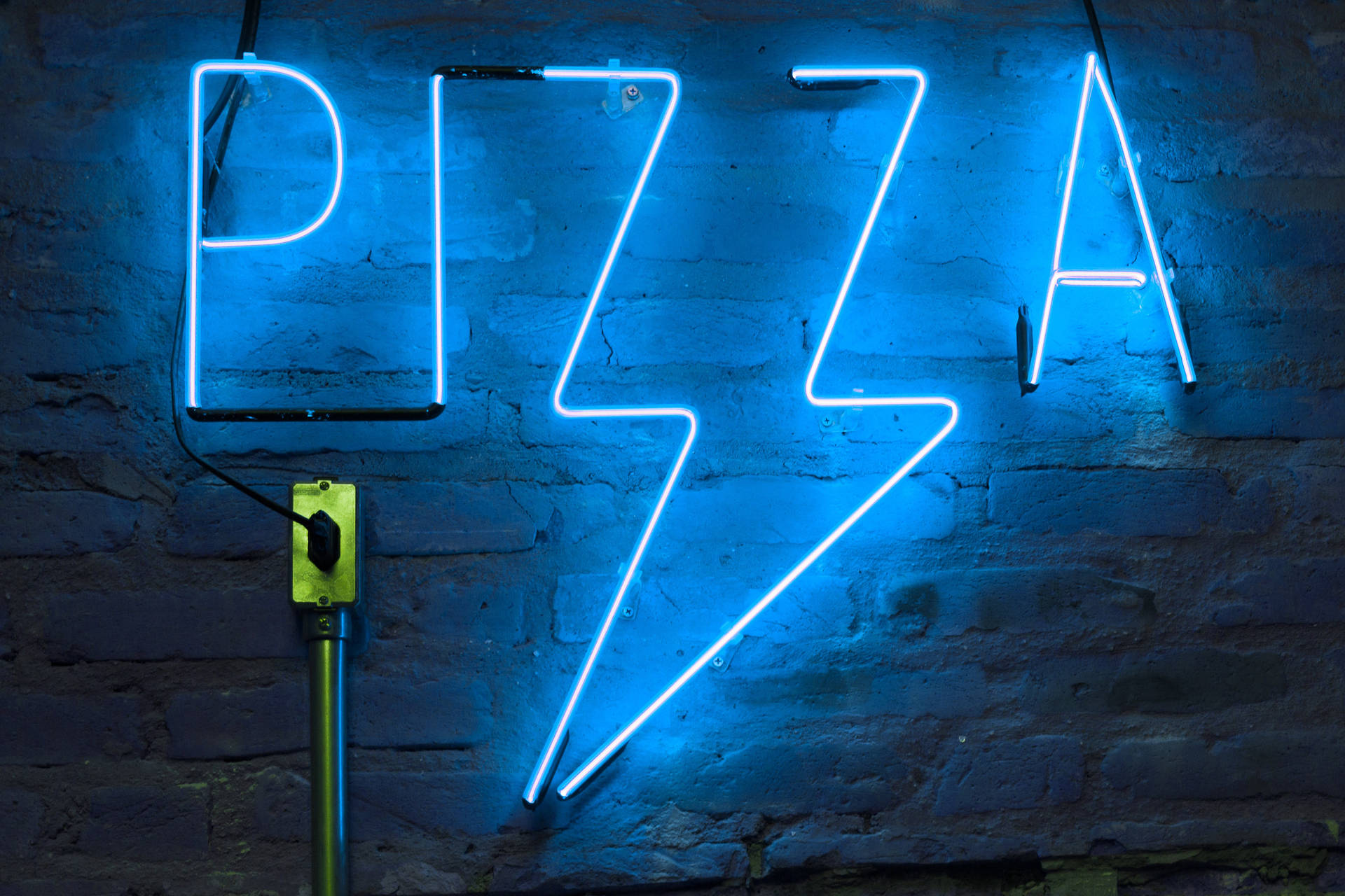 Blue Pizza Neon Sign Background