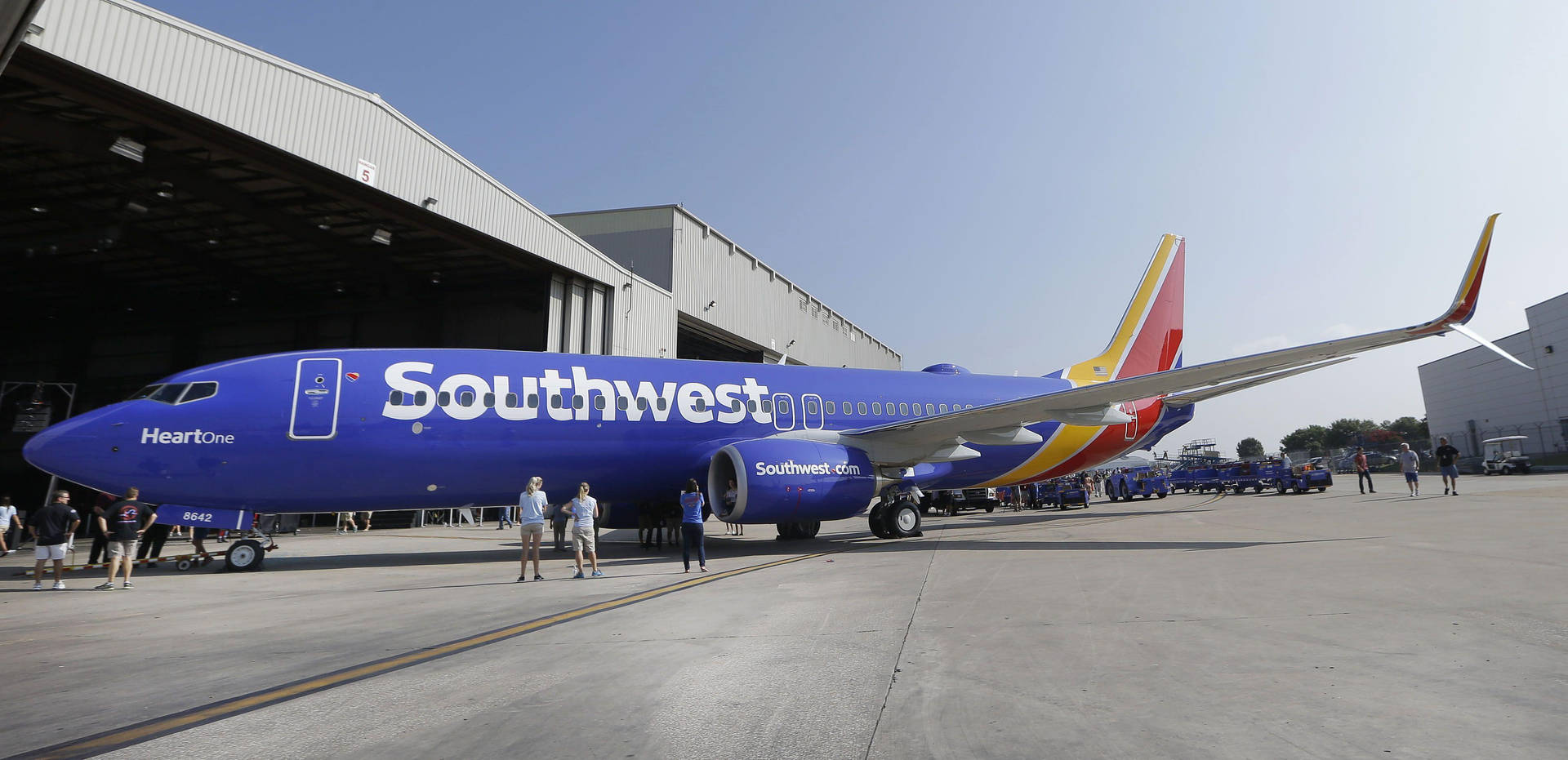 Blue Plane Parked Southwest Airlines Background