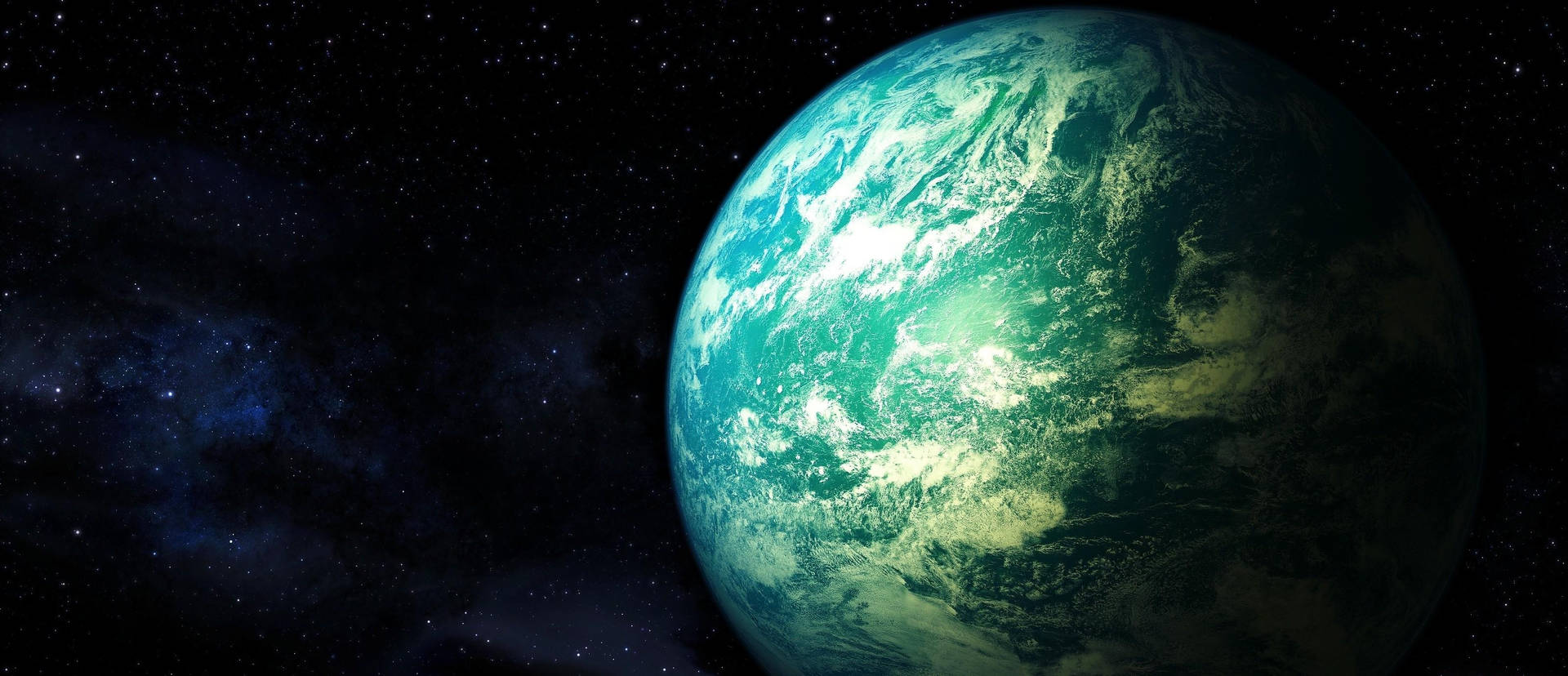Blue Planet In Universe Background