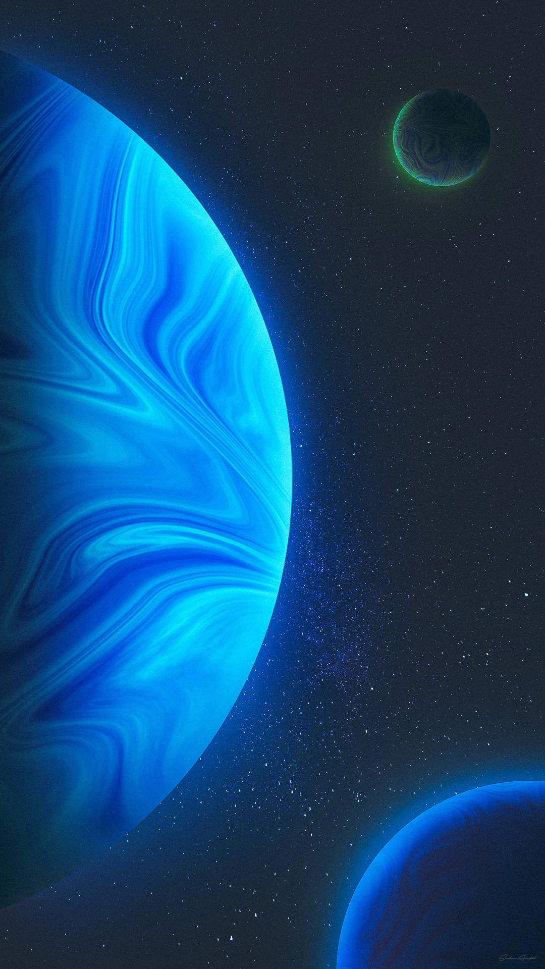 Blue Planets Space Phone Background