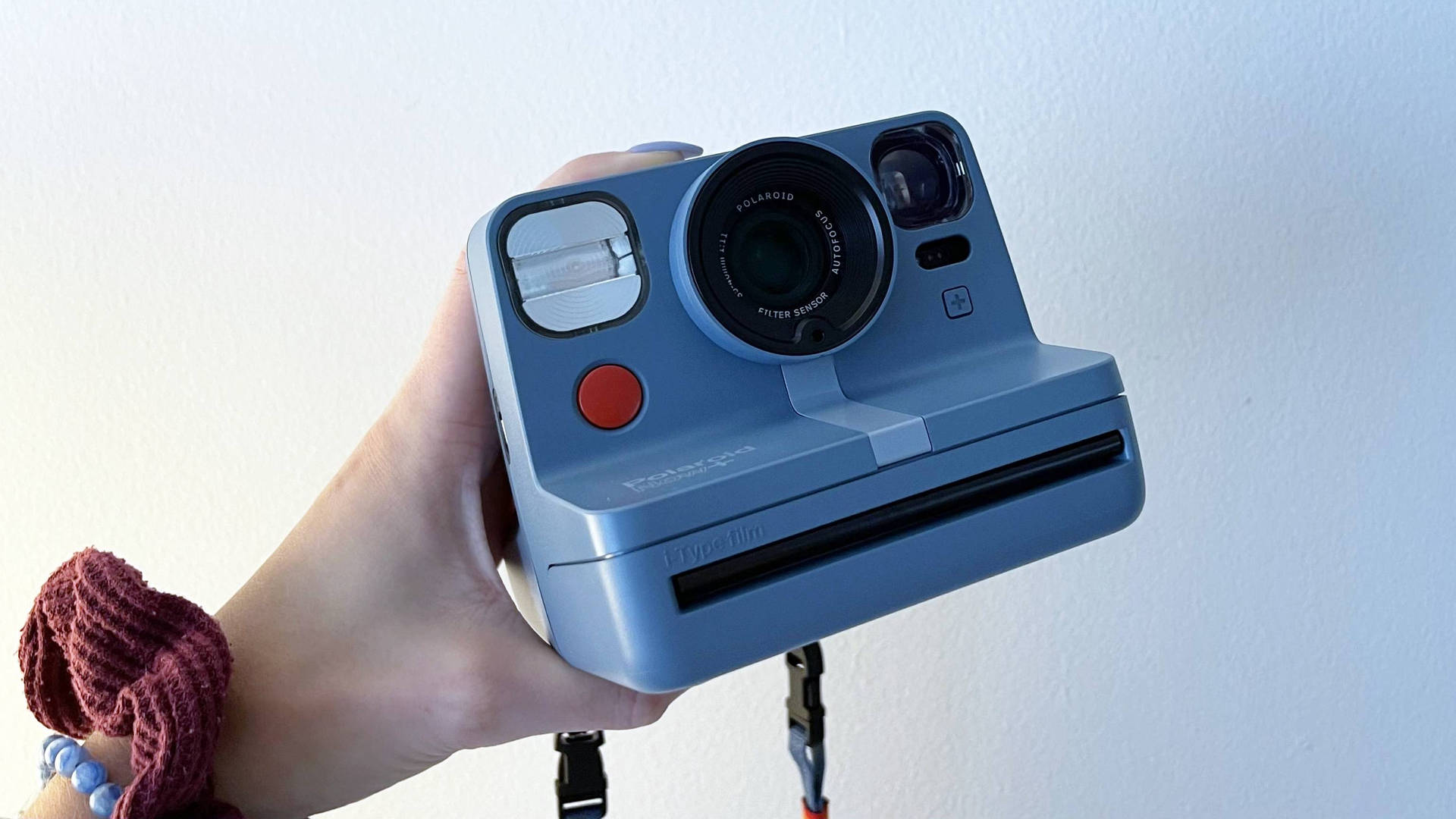 Blue Polaroid Camera Background