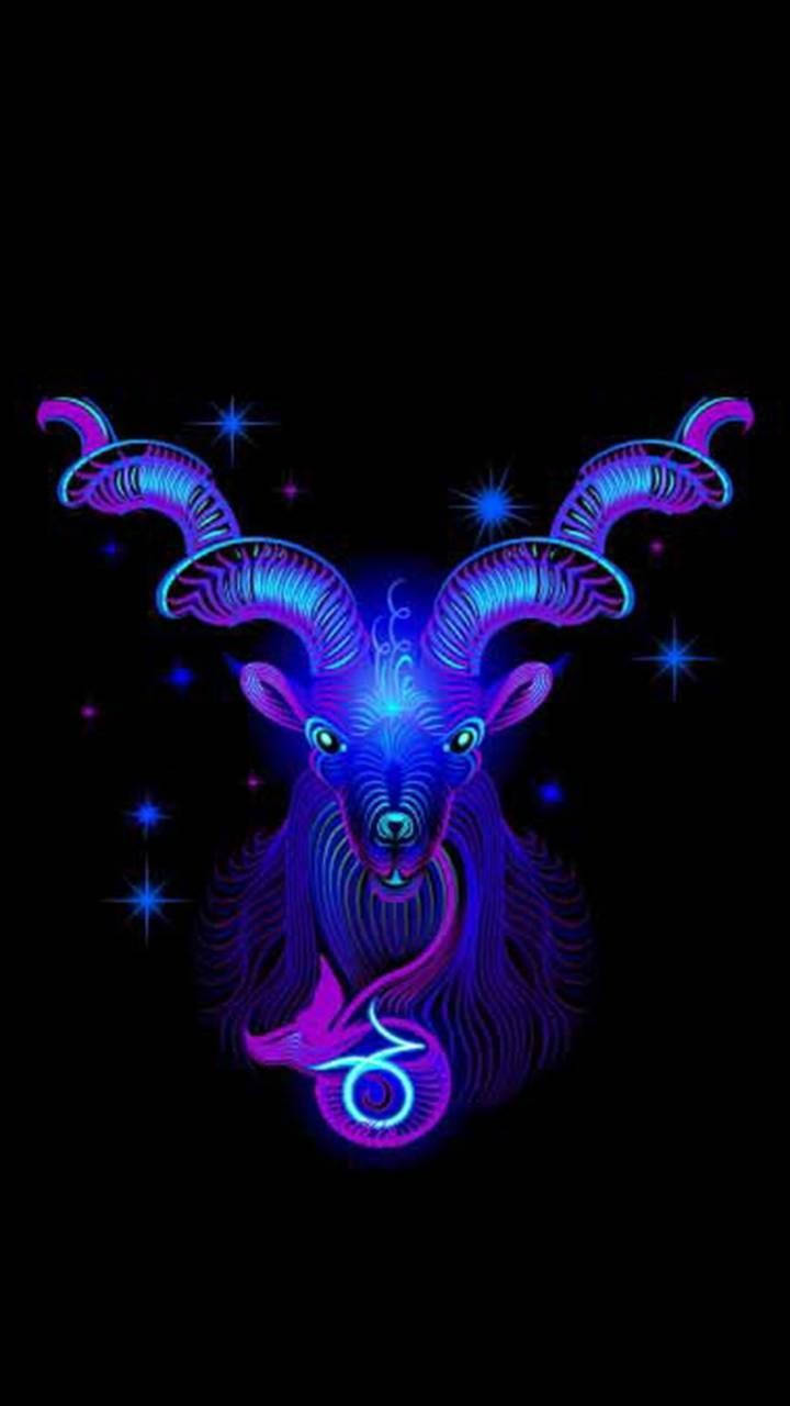 Blue Psychedelic Ram Aries Aesthetic Background
