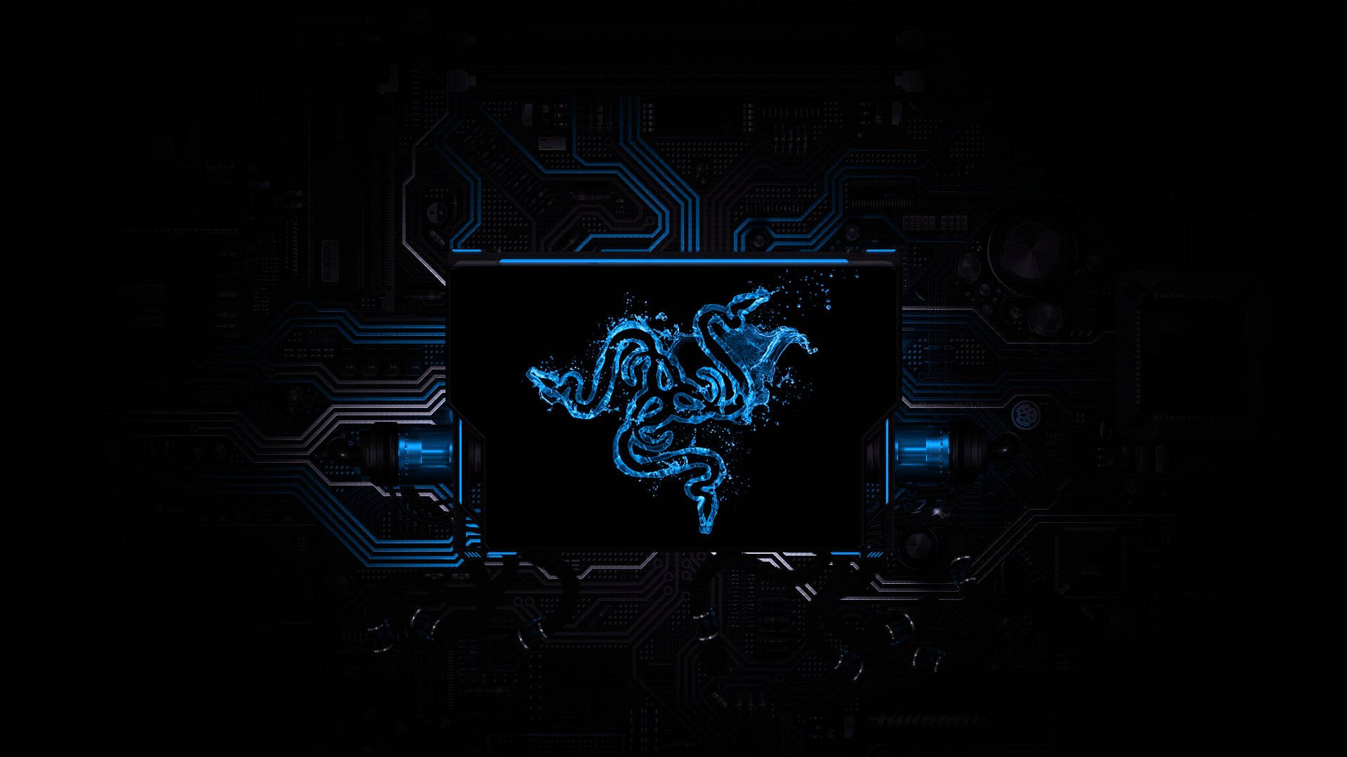 Blue Razer Pc Logo Cpu Background