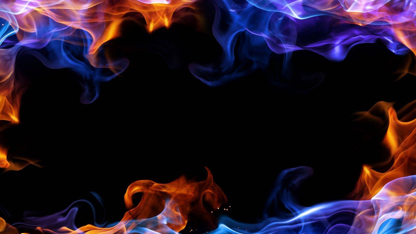 Blue Red Border Fire Background Background