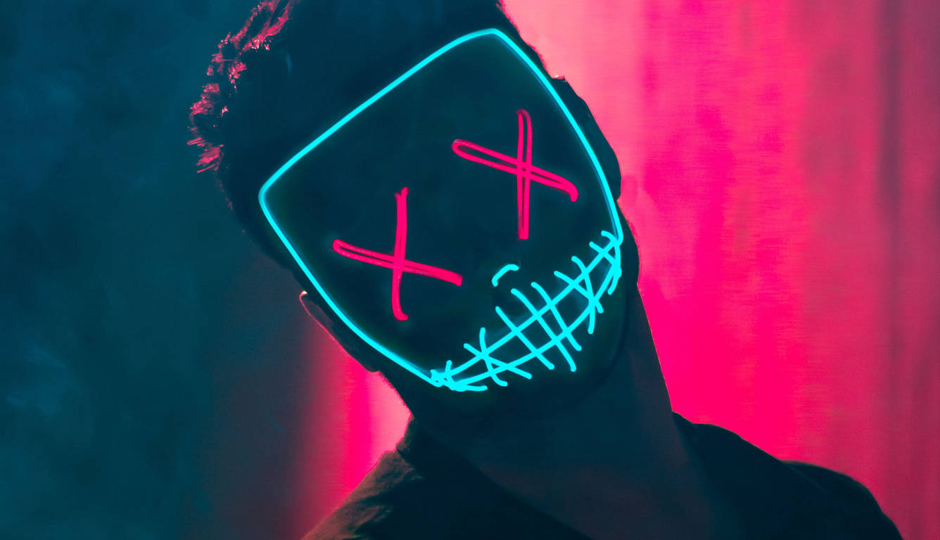 Blue Red Neon Purge Mask Background