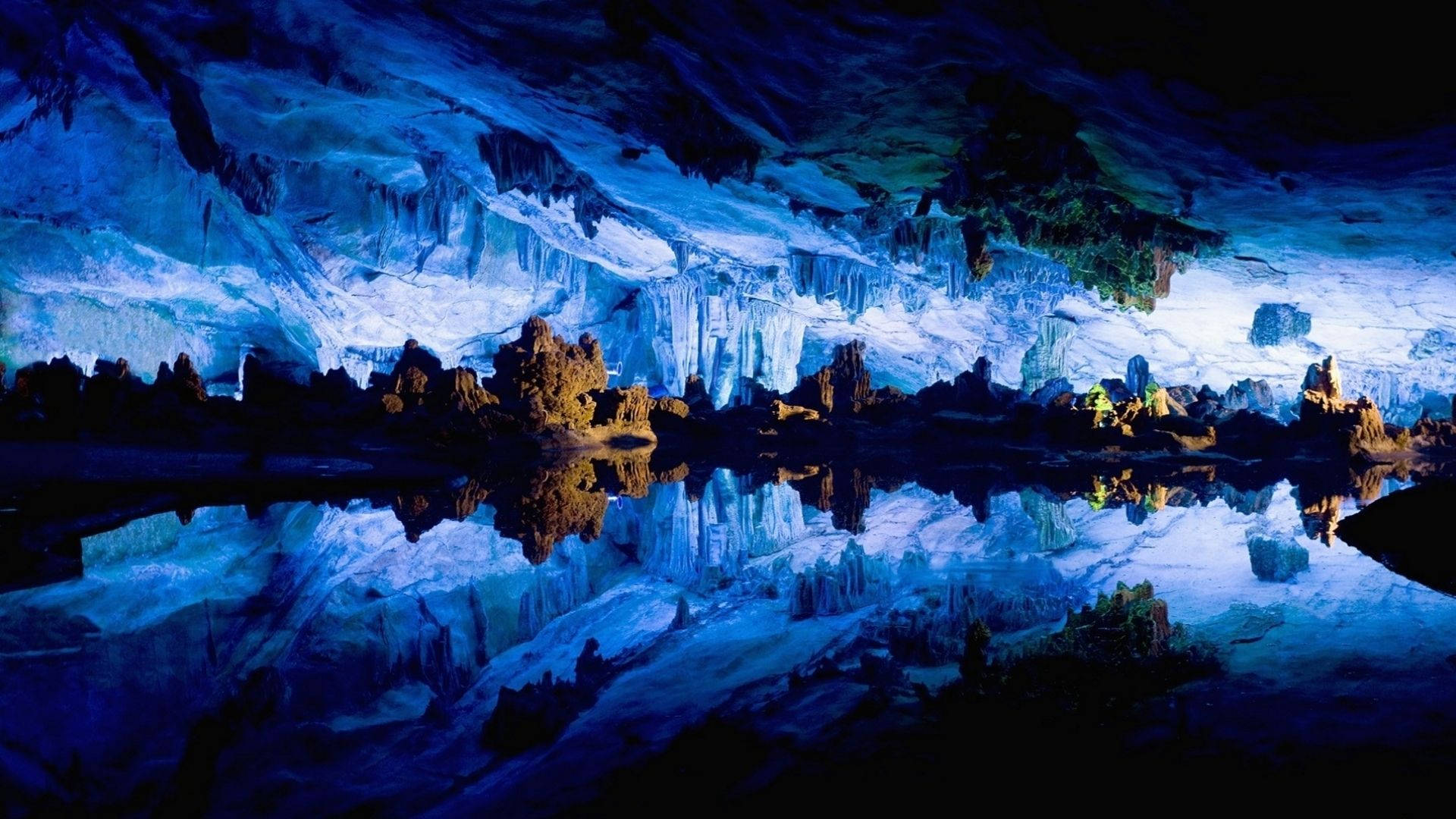 Blue Reed Flute Cave Background