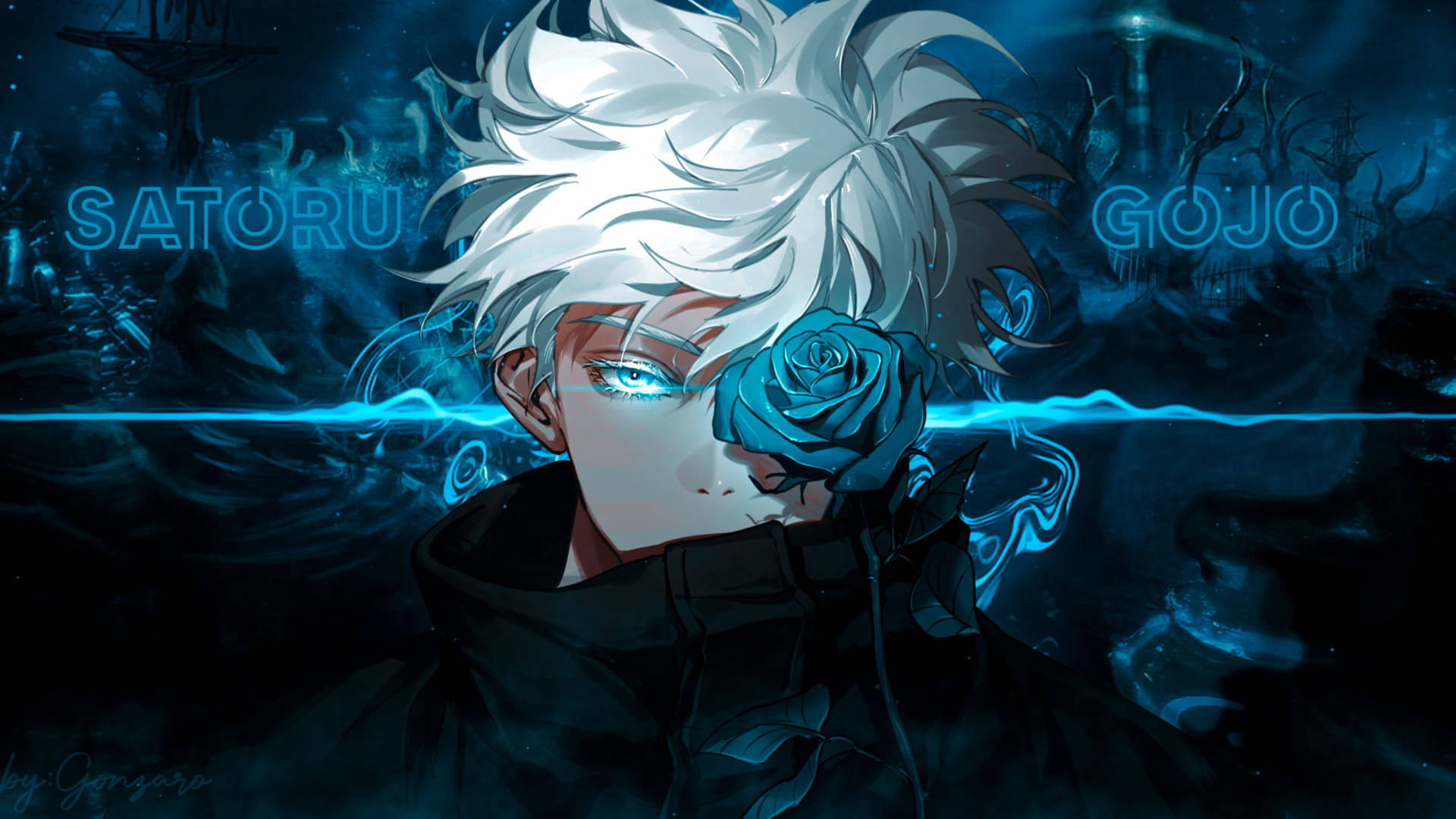 Blue Rose Gojo Satoru Background
