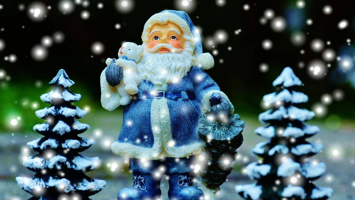 Blue Santa Claus Christmas Laptop Background