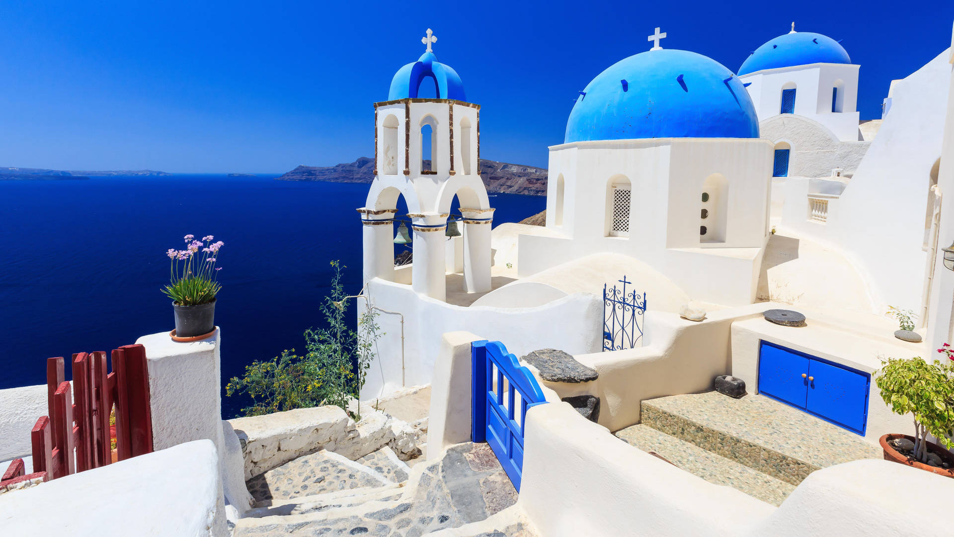 Blue Santorini Background