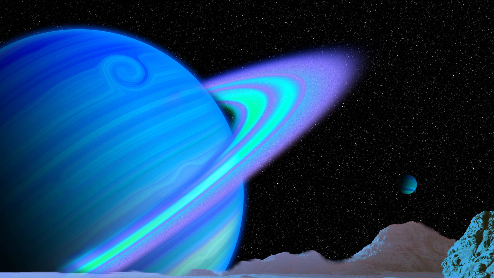 Blue Saturn 4k Background