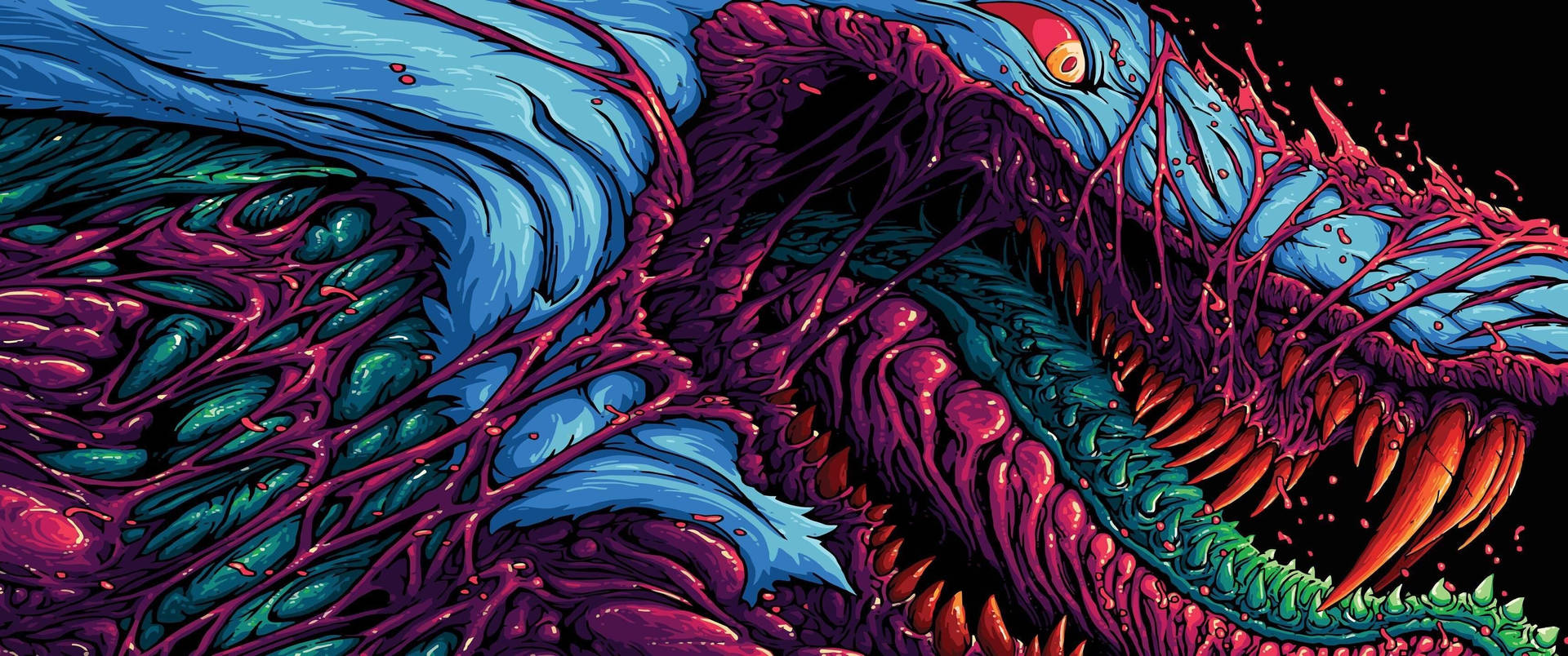 Blue Scaled Demon Dragon Background