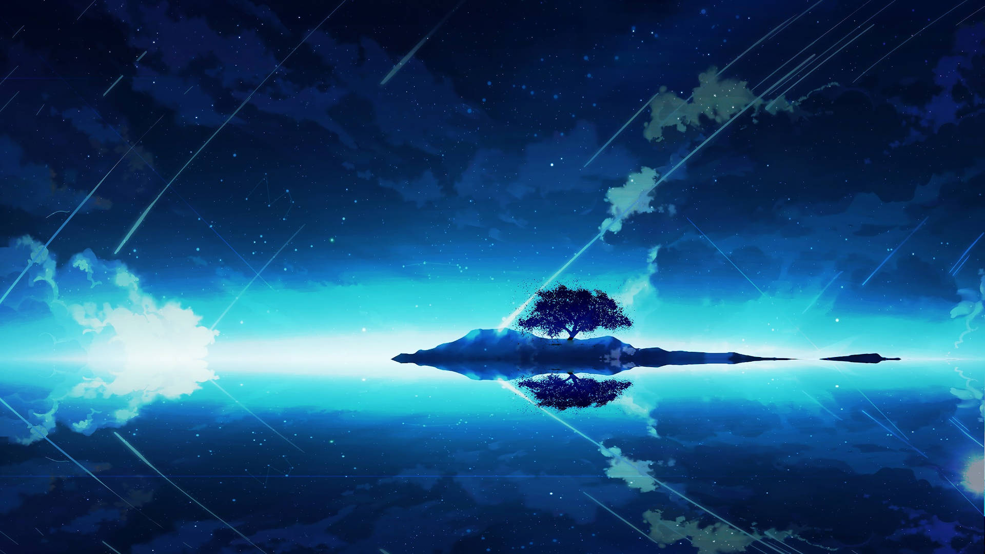 Blue Scenery Anime Night Sky