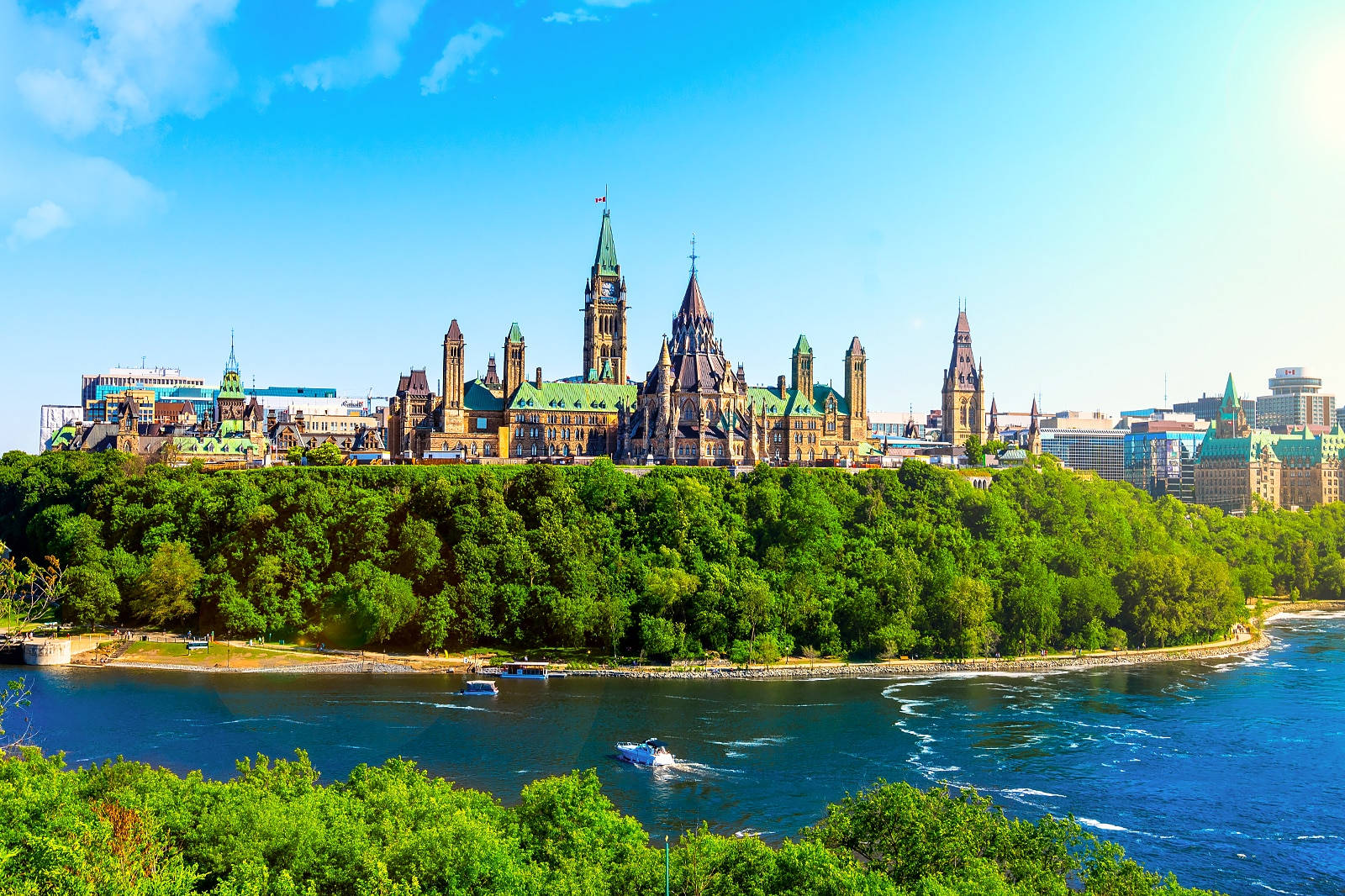 Blue Scenery In Ottawa River Background