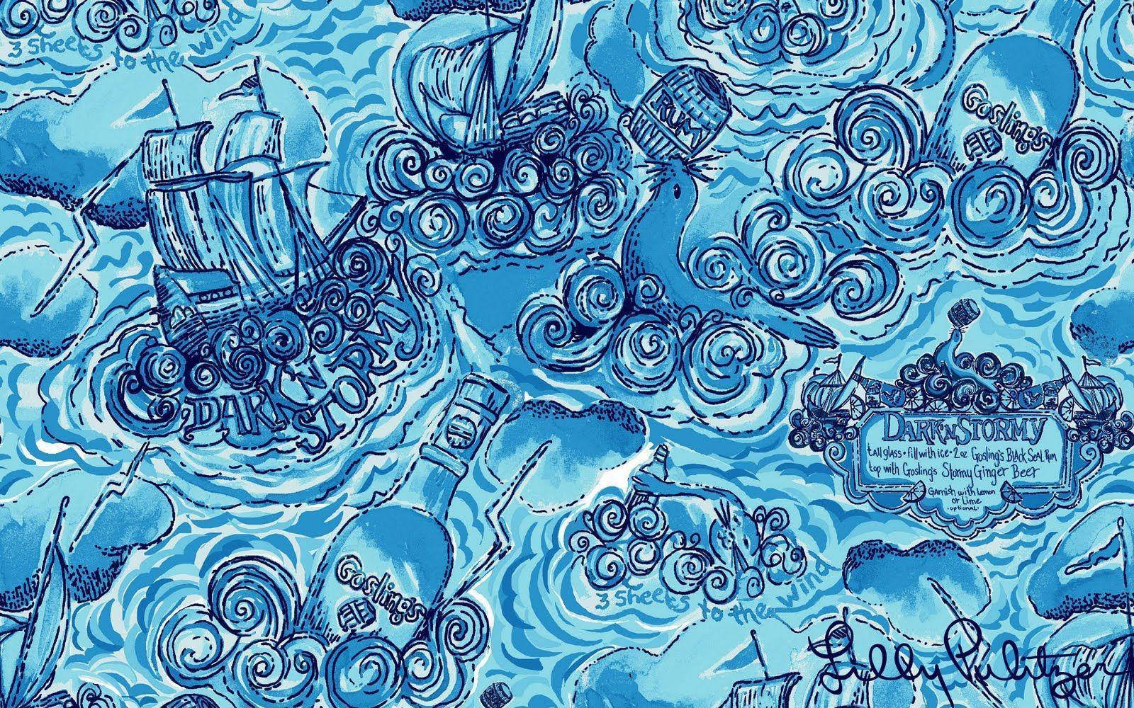 Blue Ships Lilly Pulitzer Desktop Background