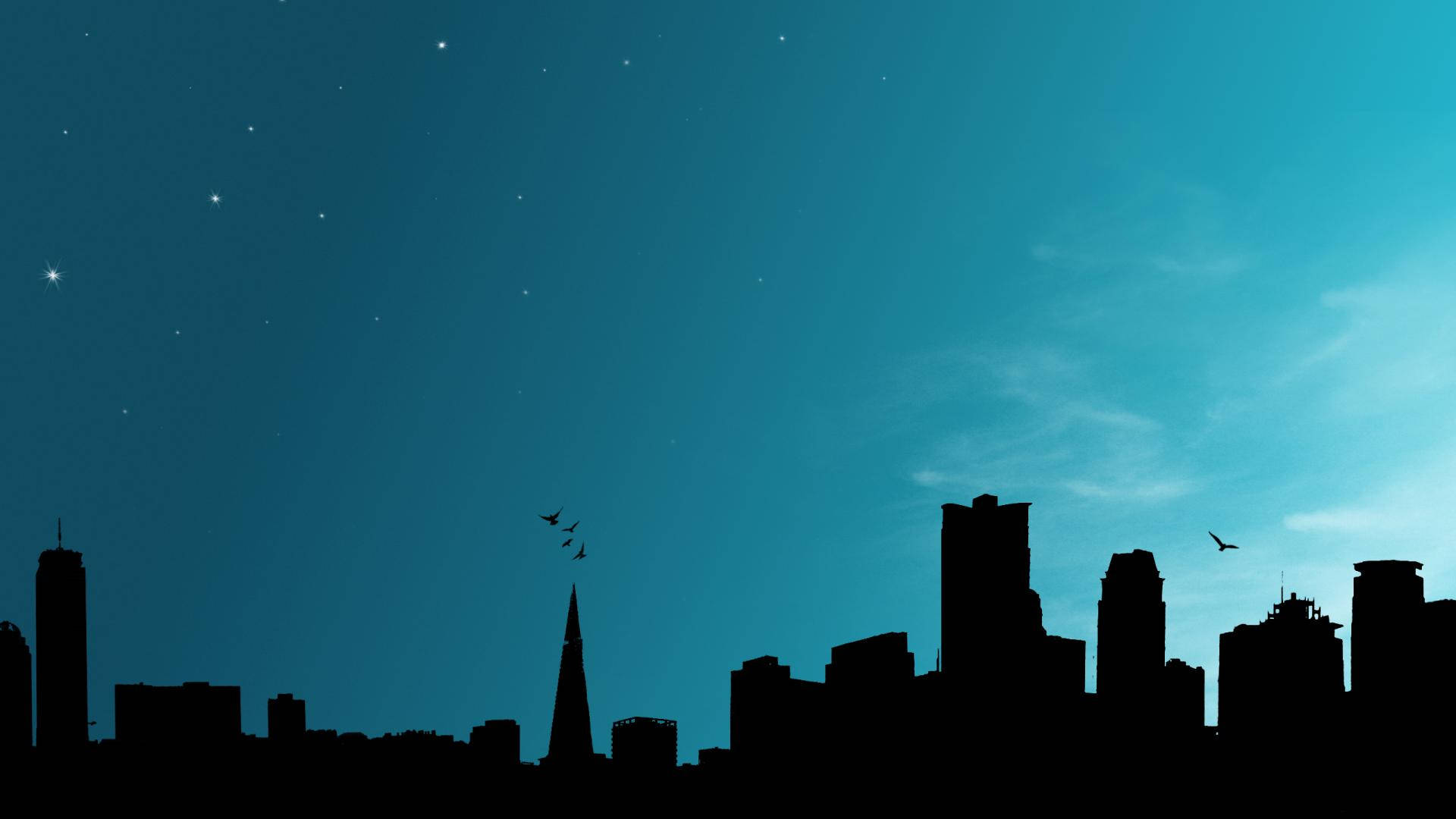 Blue Silhouette Skyline City Background Background