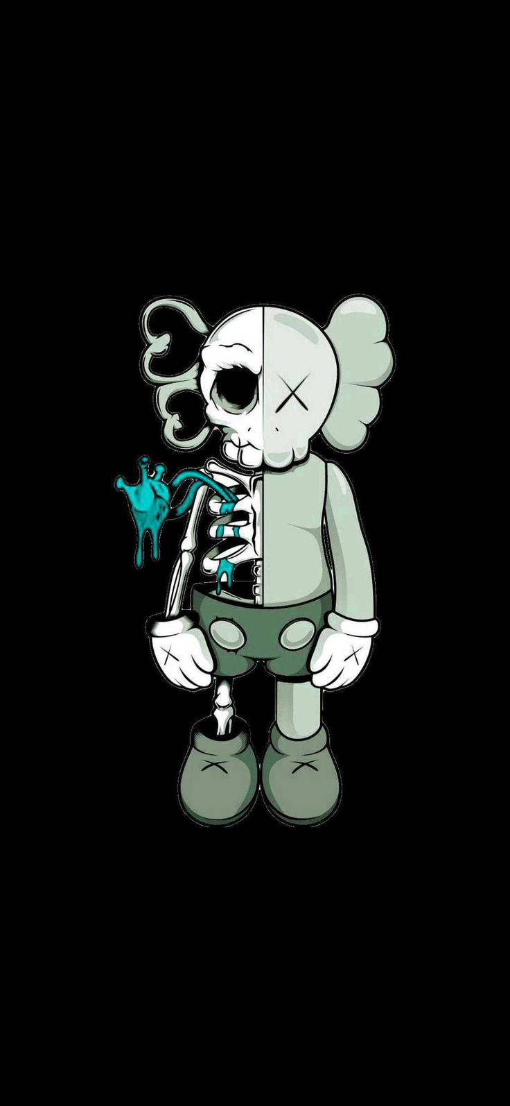 Blue Skeleton Heart Beat Kaws Pc Background