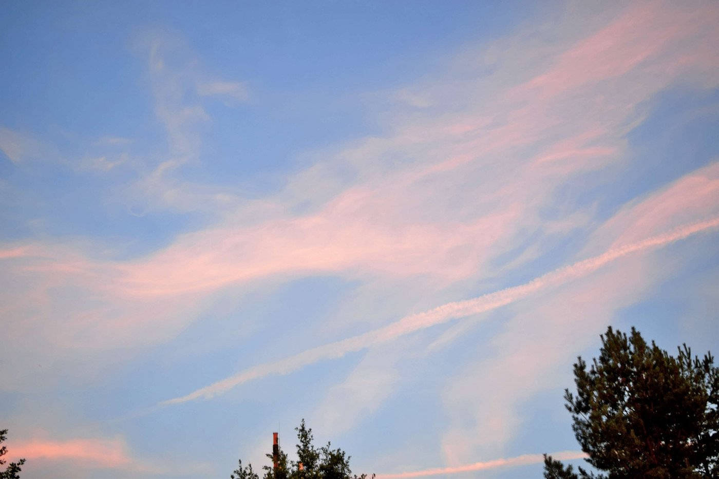 Blue Skies And Pink Cloud Background