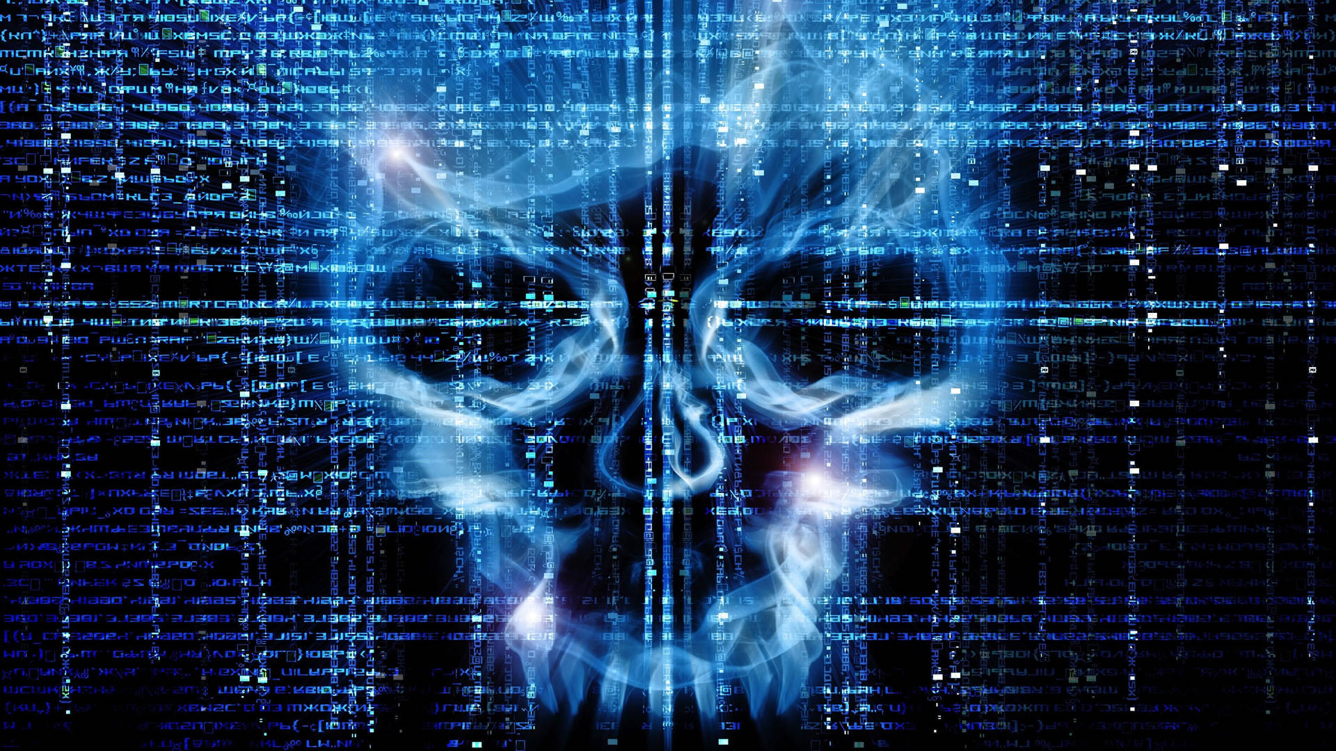 Blue Skull Hacker Logo Background