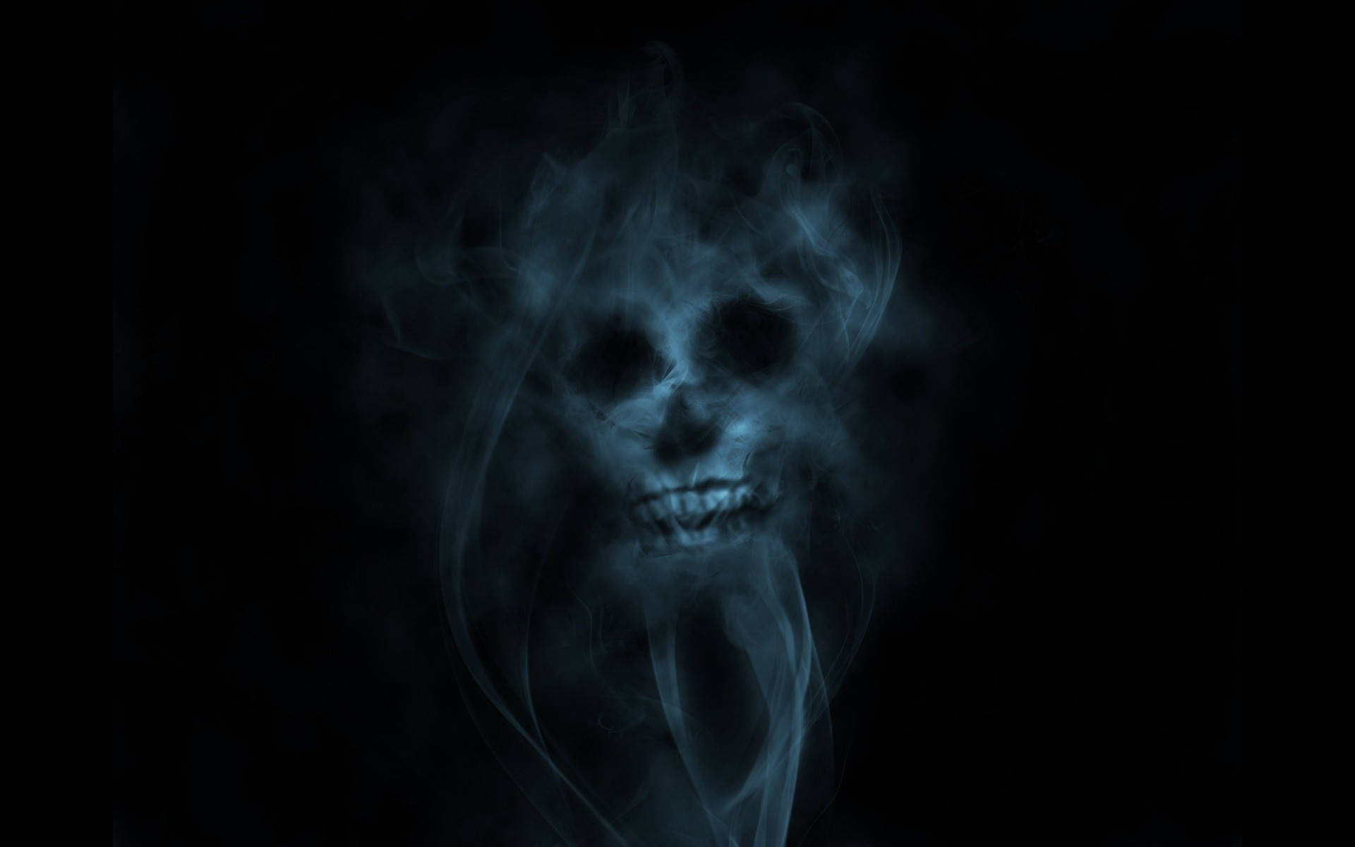 Blue Skull Smoke Hd Background