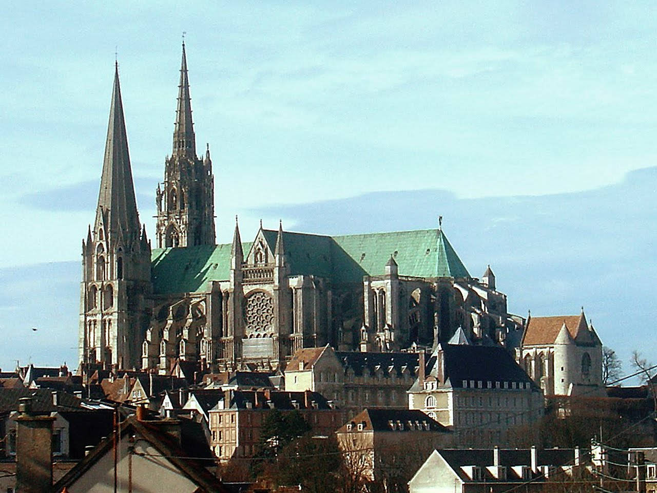 Blue Sky Above Chartres Cathedral Background