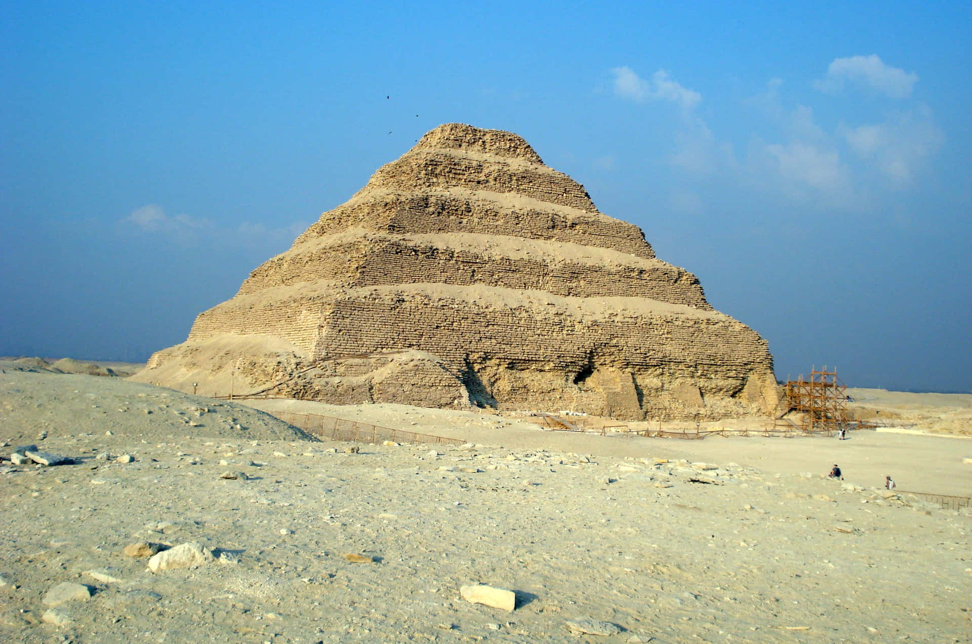 Blue Sky Above Saqqara Pyramid Background