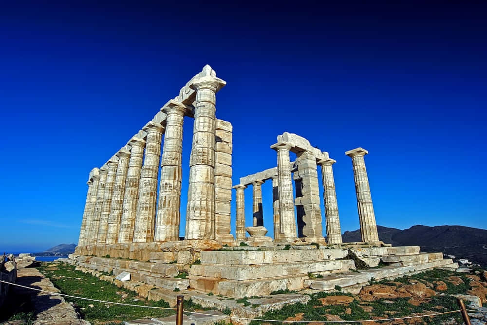 Blue Sky At Temple Of Poseidon Background