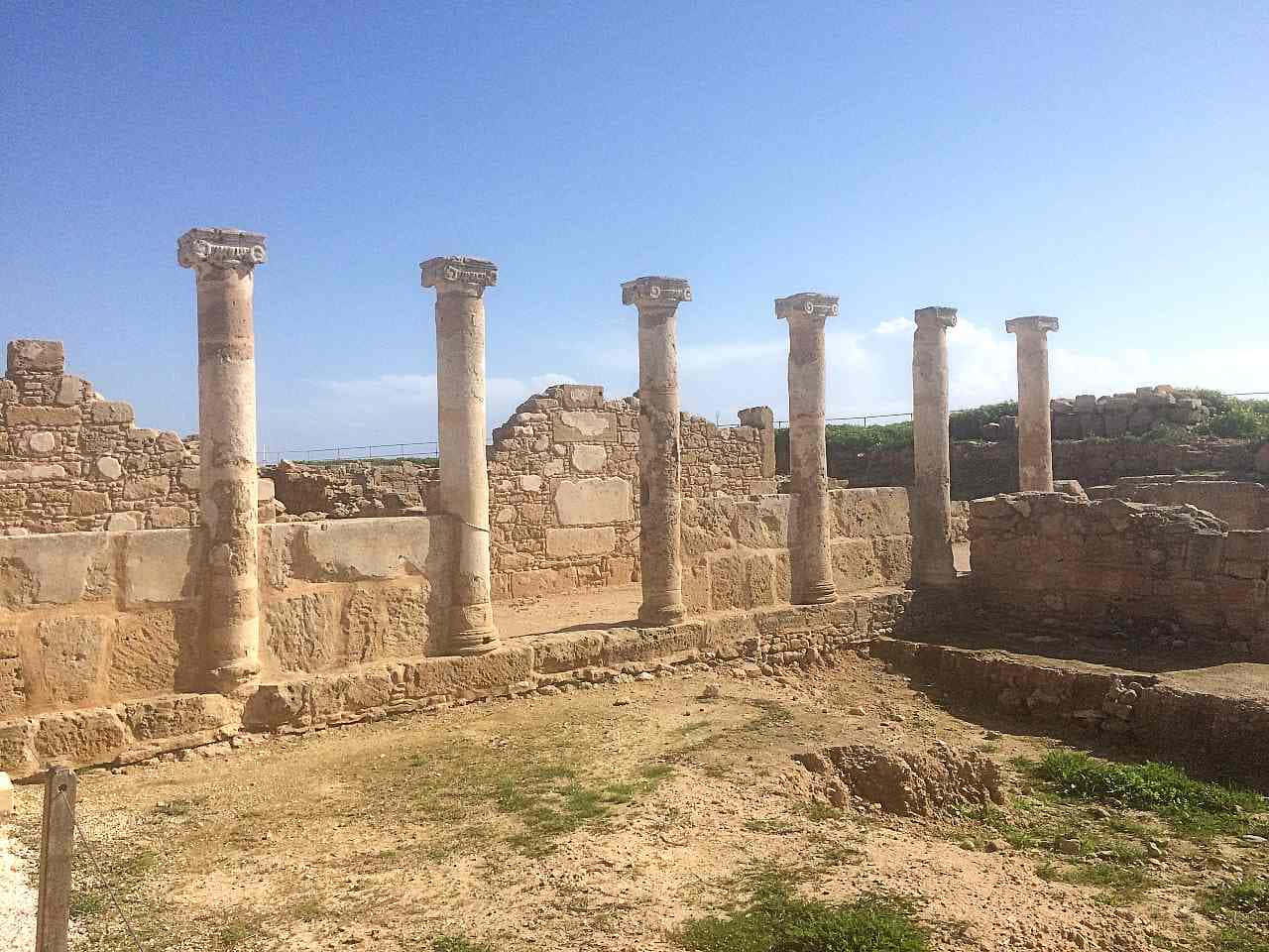 Blue Sky In Archaeological Site Of Nea Paphos Background