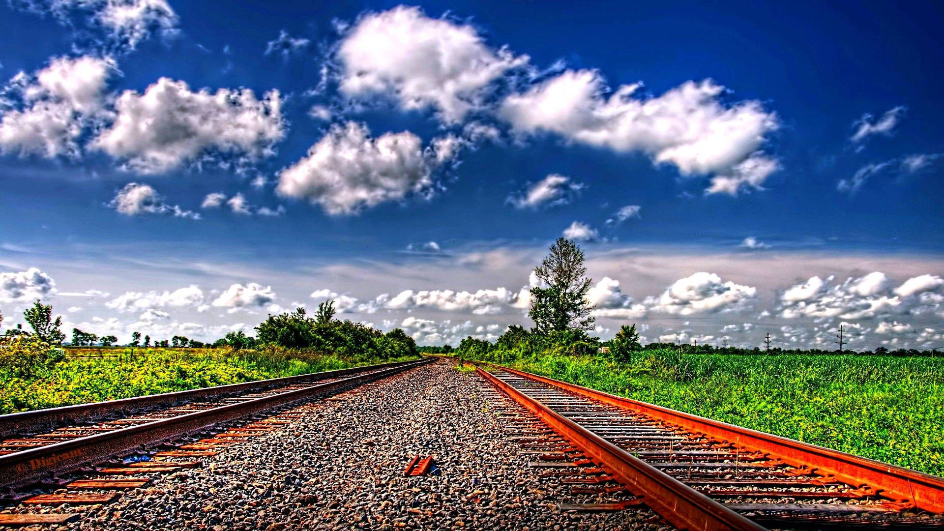 Blue Sky Railway Background
